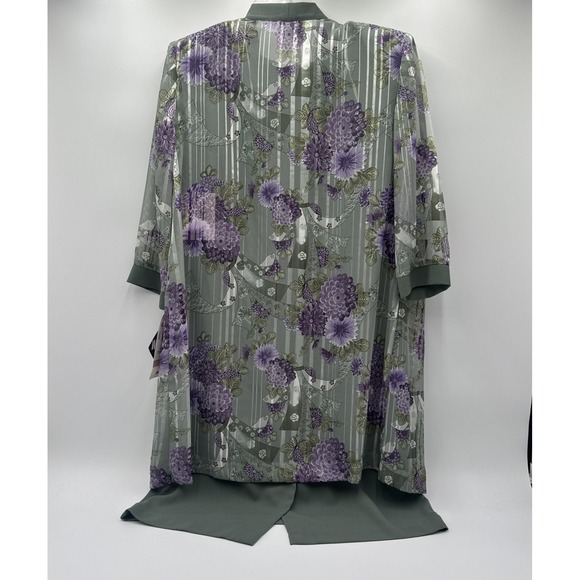 Vintage R&M Richards Dress set Purple&green 2 Piece Set With Necklace Sz 12P NWT - Picture 9 of 10